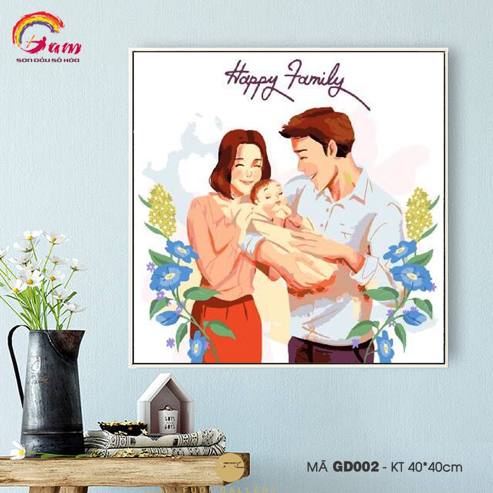Tranh số hóa Gam GD001 40x40cm căng sẵn khung - GD004