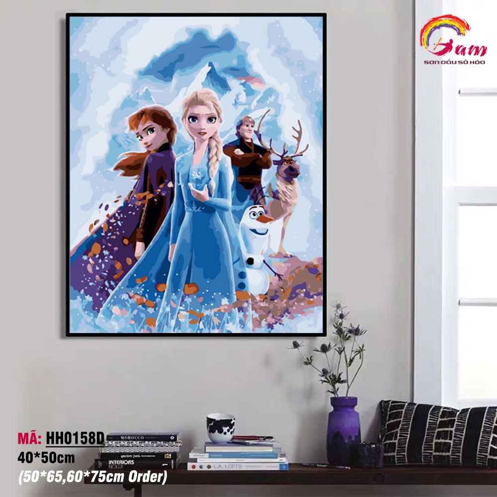 Tranh sơn dầu số hóa tô màu theo số Gam Nữ hoàng băng giá Elsa HH0158D