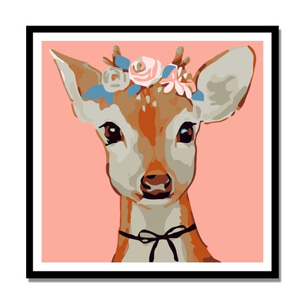 Tranh số hoá Gam HH2001 tranh nhỏ 20x20cm căng sẵn khung - HH2001L Hươu cao co