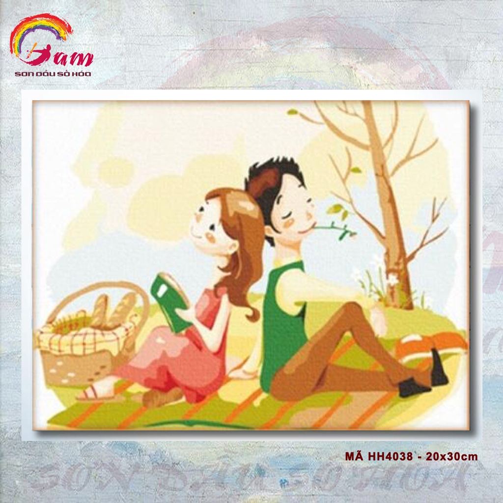 Tranh số hóa tự tô màu Gam C002 20x30cm căng sẵn khung