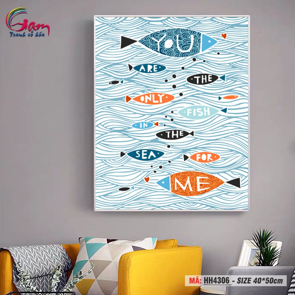 Tranh số hóa Gam HH4306 40x50cm căng sẵn khung