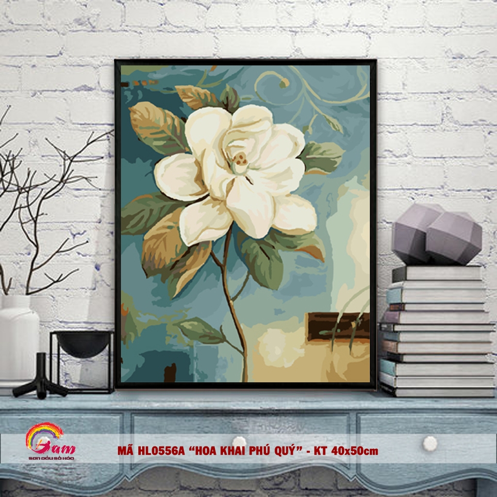 Tranh tự tô màu sơn dầu số hóa hoa sơn trà HL0556A