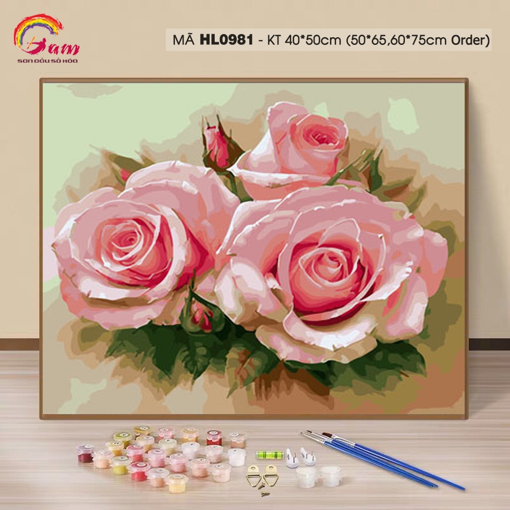 Tranh sơn dầu số hóa tự tô màu Gam khổ lớn 60x75cm căng sẵn (Hàng đặt trước) - Khổ 40x50cm - 40x50cm căng khung