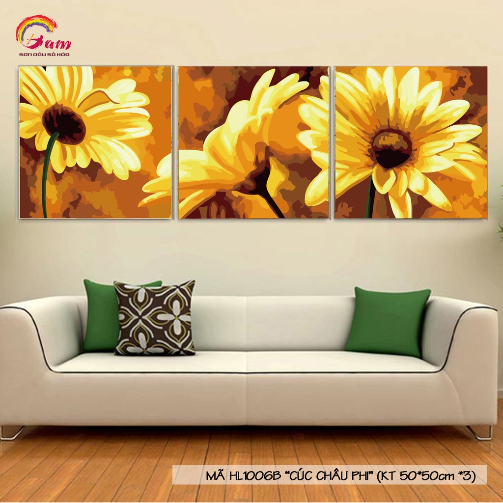 Tranh số hóa tự tô màu Gam bộ 3 tranh HL1006B 50x50cmx3 căng sẵn