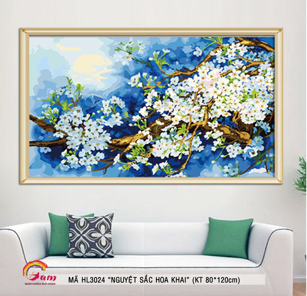 Tranh sơn dầu số hóa tự tô Gam HL3024 khổ lớn 80x120cm KHÔNG KHUNG