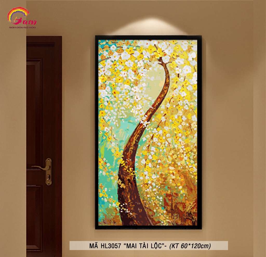 Tranh tô màu theo số Gam HL3057 khổ lớn 60x120cm KHÔNG KHUNG