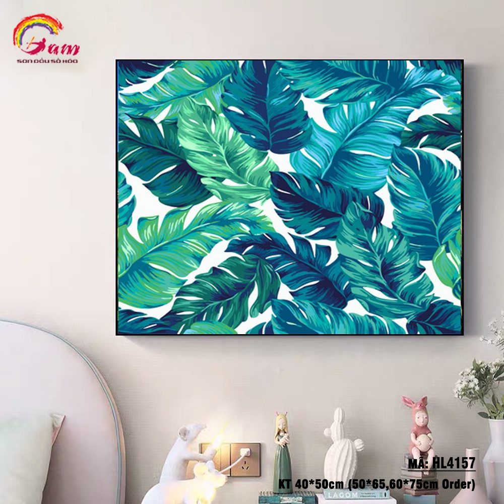 Tranh tô màu theo số Gam Lá cây HL4157