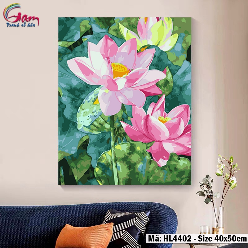 Tranh số hóa tự tô màu hoa Sen GAM HL4402