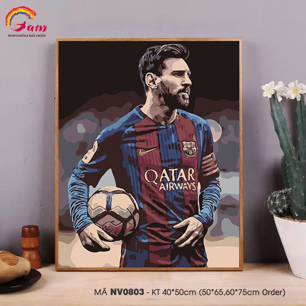 Tranh tự tô màu DIY sơn dầu số hóa NV0803 Messi Cầu thủ bóng đá
