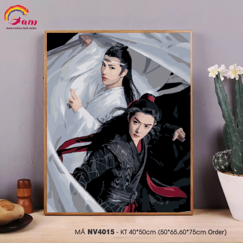 Tranh tự tô màu theo số sơn dầu số hóa cổ trang Trần tình lệnh Tiêu Chiến Vương Nhất Bác NV4015