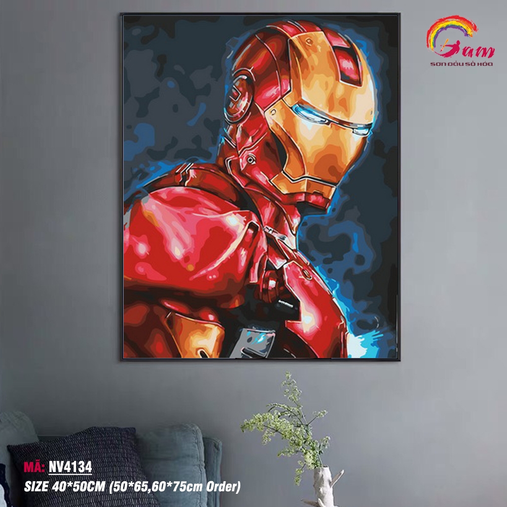 Tranh sơn dầu số hóa tự tô cho người lớn Gam Marvel Ironman Người sắt NV4134