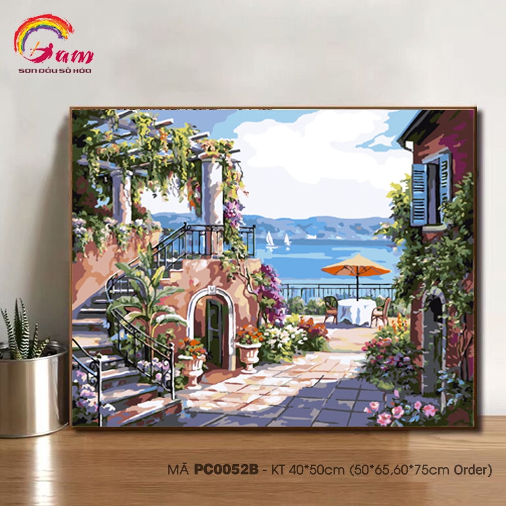 Tranh sơn dầu số hoá DIY tự vẽ - Mã PC0052B Nấc thang tình yêu