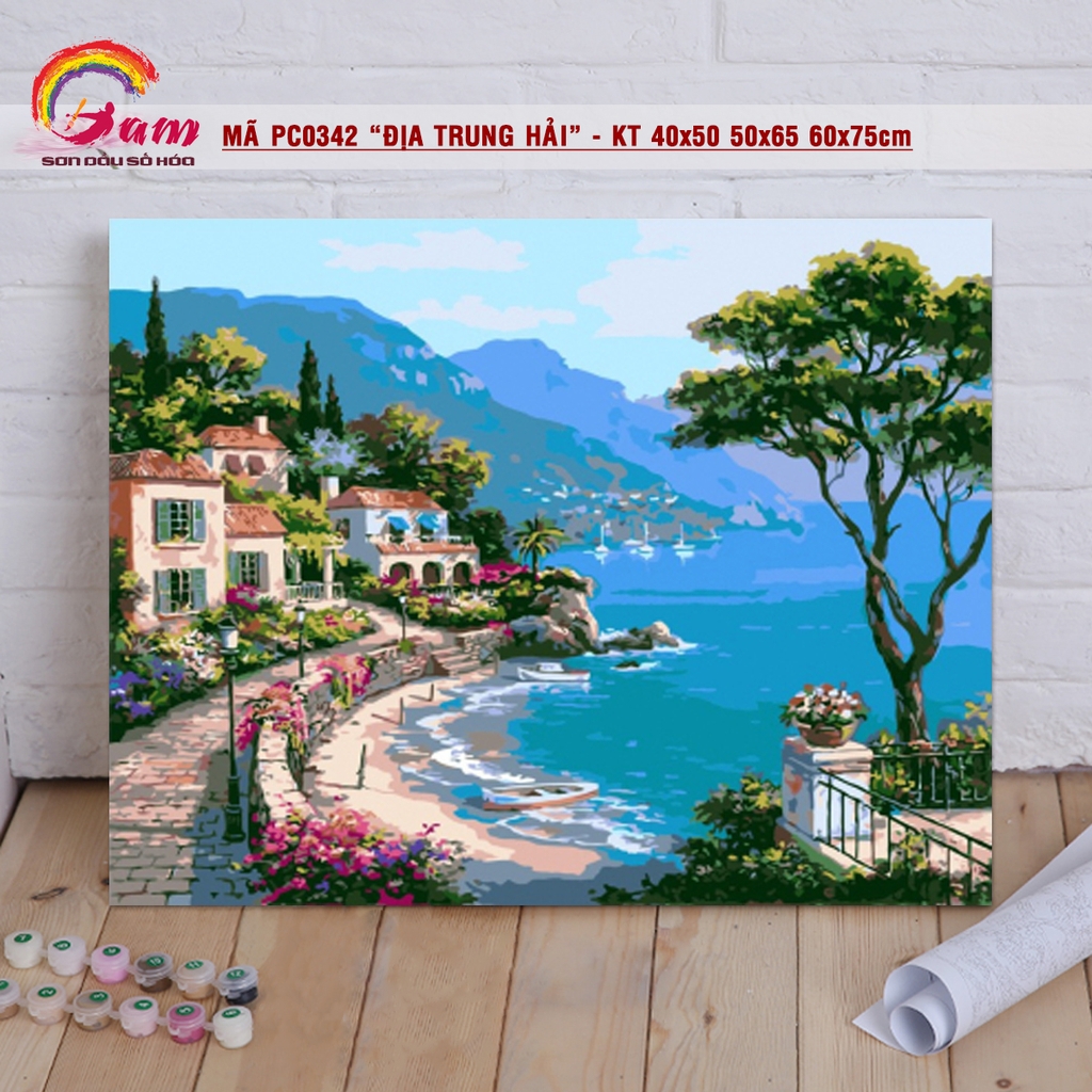 Tranh tô màu theo số Gam PC0342 khổ lớn 60x75cm căng sẵn (Hàng đặt trước)