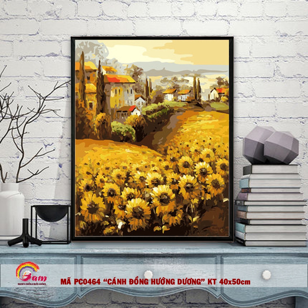 Tranh tự tô màu số hóa tự tô Gam Đồng hoa hướng dương PC0464