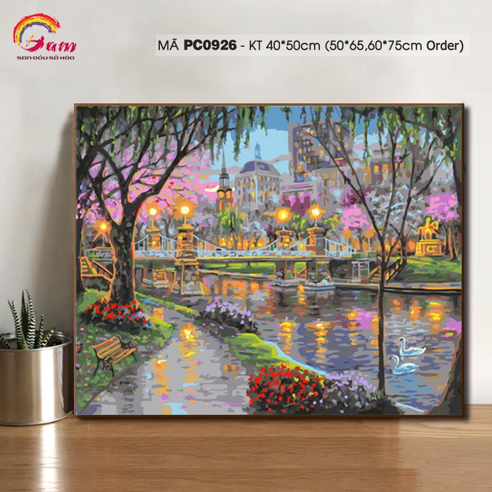 Tranh sơn dầu số hóa tự tô Gam PC0926 khổ lớn 70x90cm KHÔNG KHUNG - 40x50cm căng khung