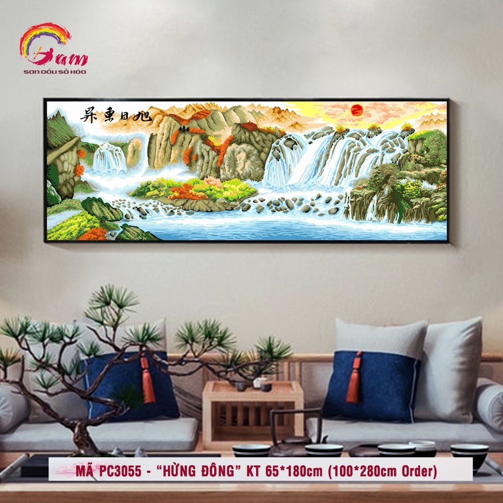 Tranh tô màu theo số Gam PC3055 khổ lớn 65x180cm KHÔNG KHUNG