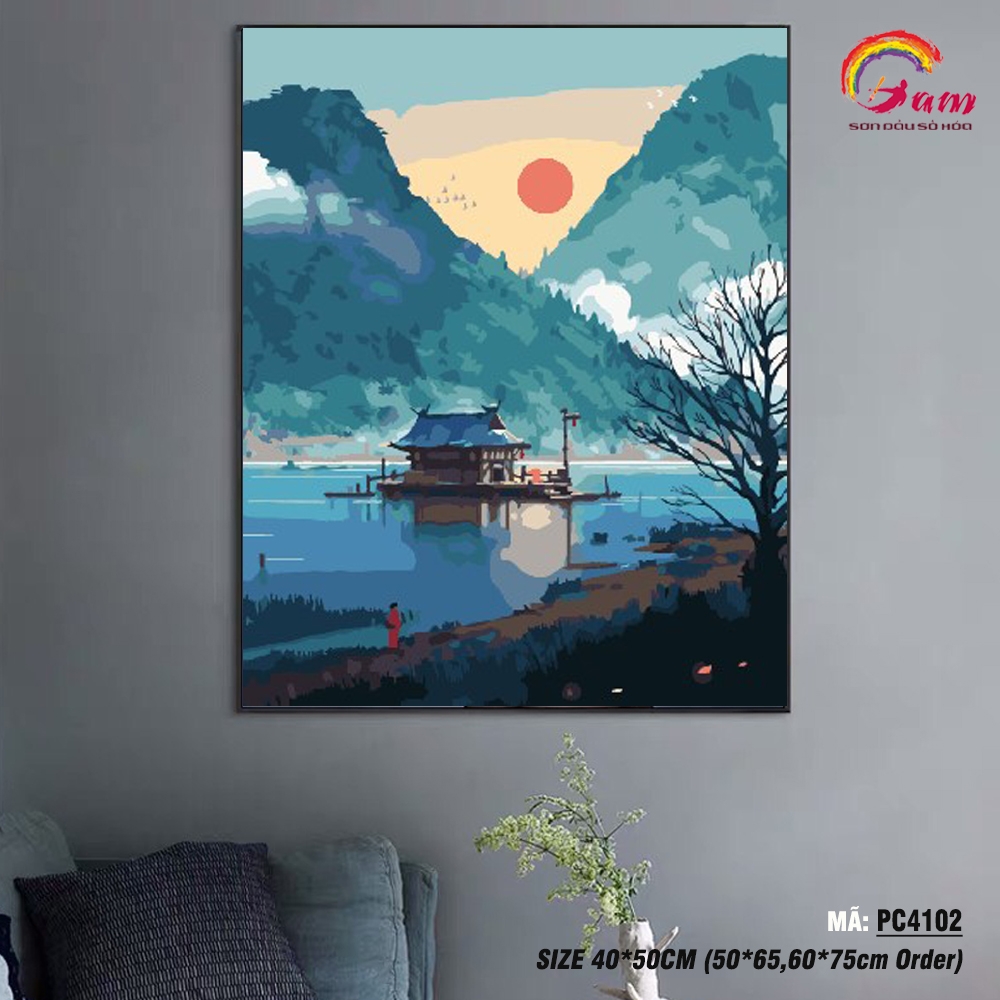 Tranh sơn dầu số hóa tự tô màu Gam Tranh cổ phong Trung Hoa PC4102