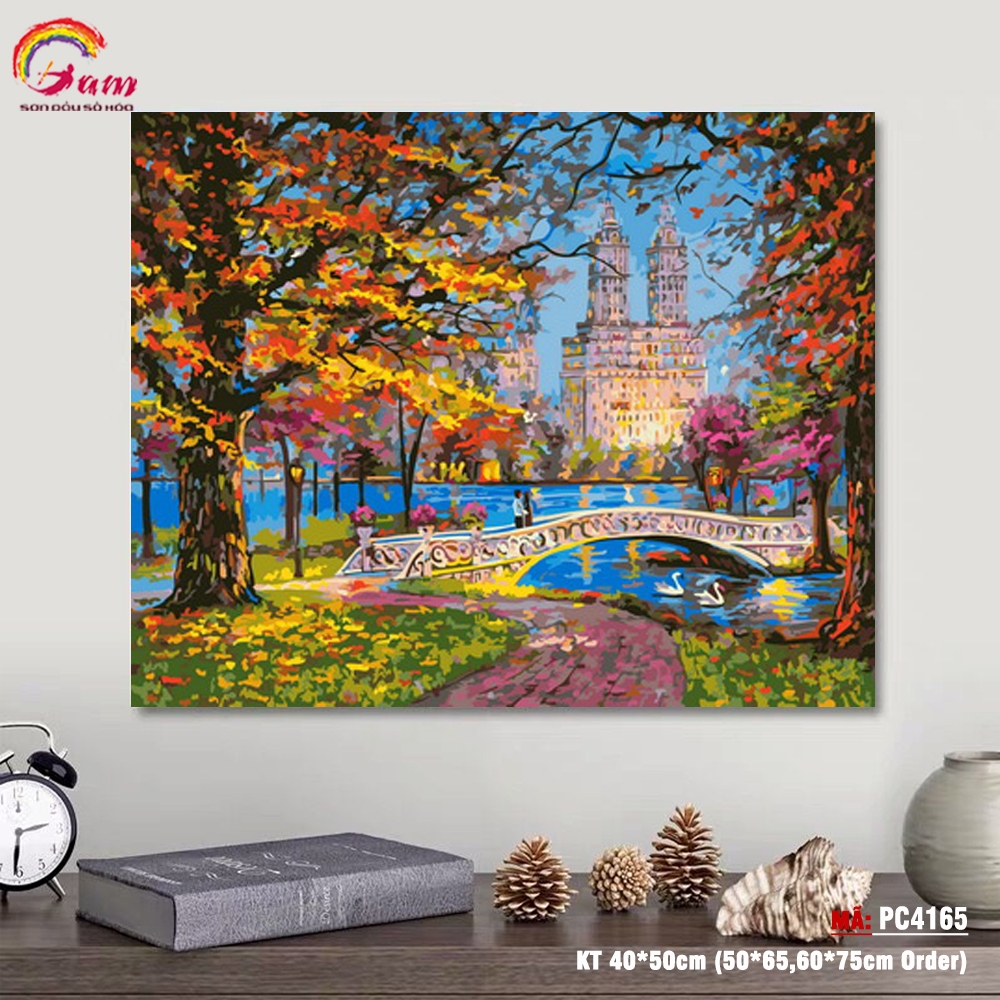 Tranh tô màu theo số Gam phong cảnh mùa thu PC4165