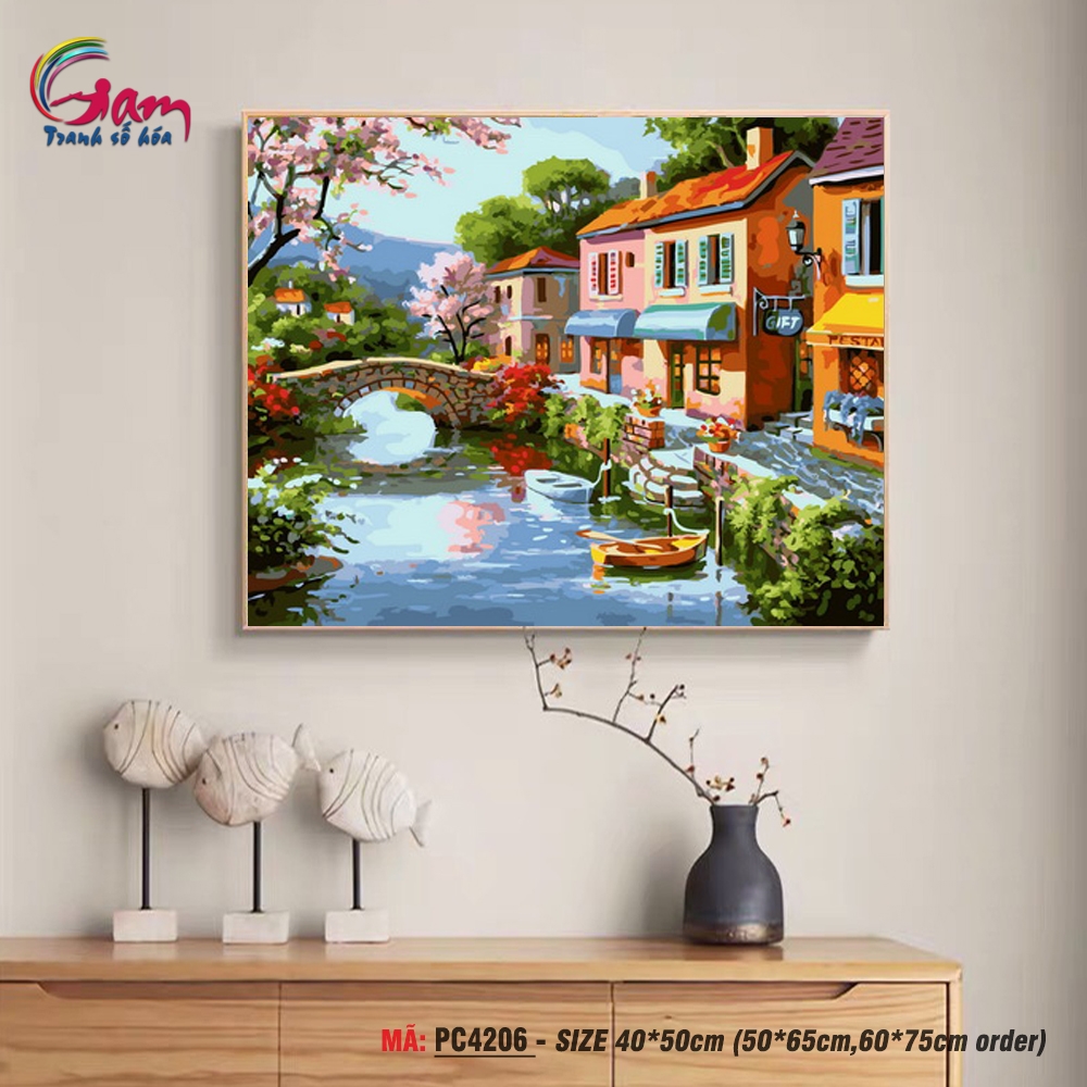 Tranh tô màu theo số Gam PC4206 khổ lớn 60x75cm căng sẵn (Hàng đặt trước)