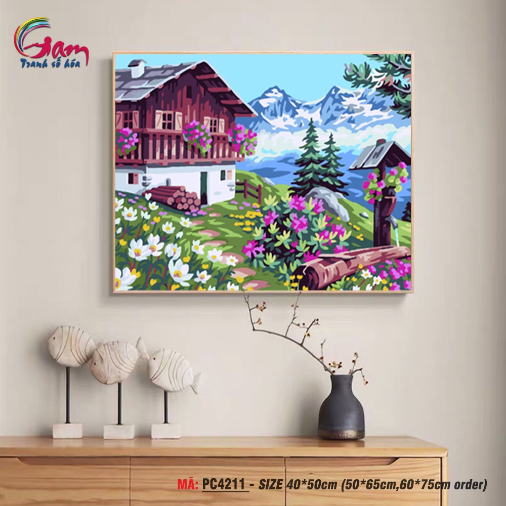 Tranh tô màu theo số Gam mùa xuân trên núi PC4211