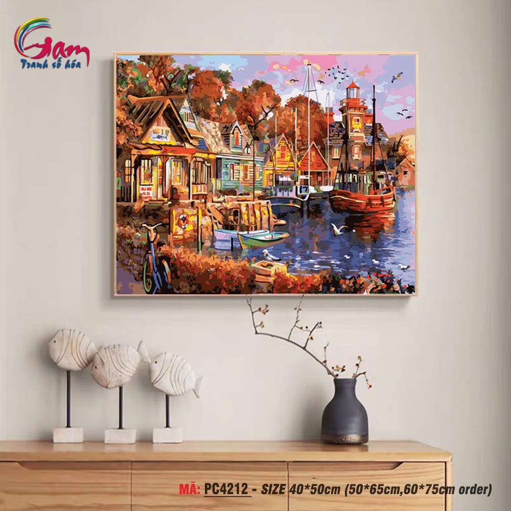 Tranh tô màu theo số Gam PC4212 khổ lớn 60x75cm căng sẵn (Hàng đặt trước)