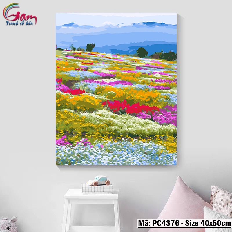 Tranh trang trí tự tô màu theo số phong cảnh Cánh đồng hoa GAM PC4376