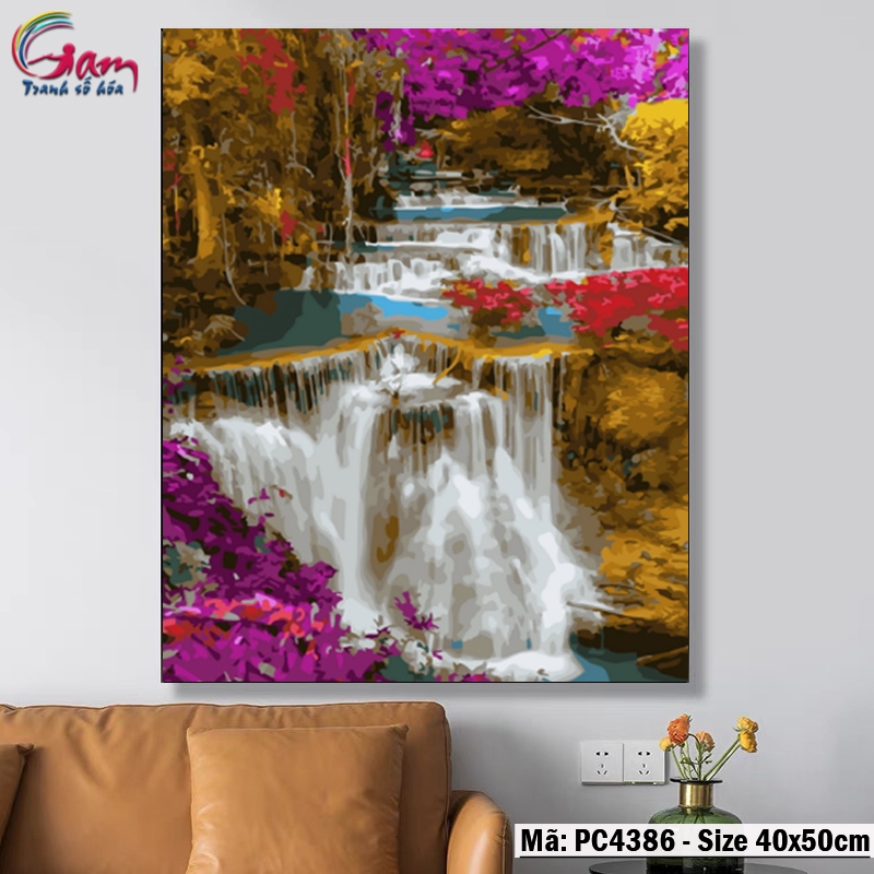 Tranh trang trí tự tô màu theo số phong cảnh Cánh đồng hoa GAM PC4376