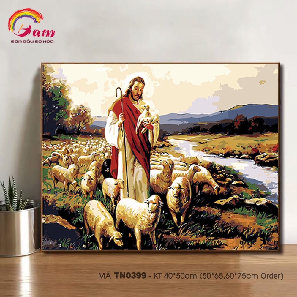 Tranh sơn dầu tự tô màu số hoá Chúa Giêsu - Mã TN0399