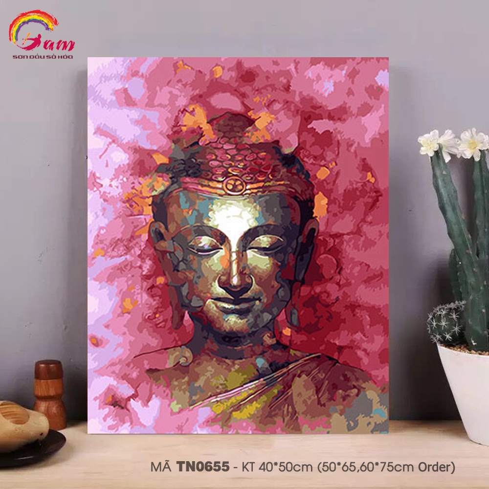 Tranh tự tô màu theo số Gam khổ lớn 50x65cm căng sẵn (Hàng đặt trước) - 40x50cm căng khung