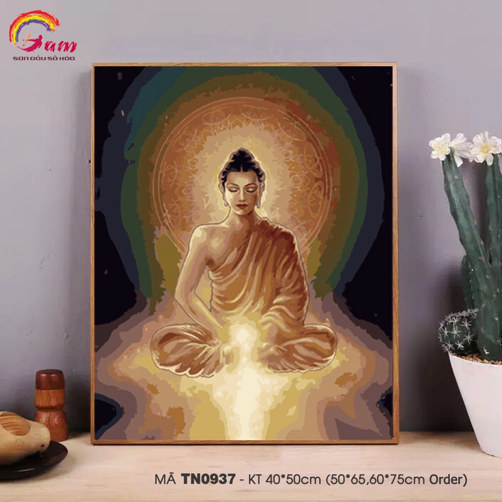 Tranh tô màu số hóa Gam Tranh Đức Phật ngồi thiền Phật giáo TN0937