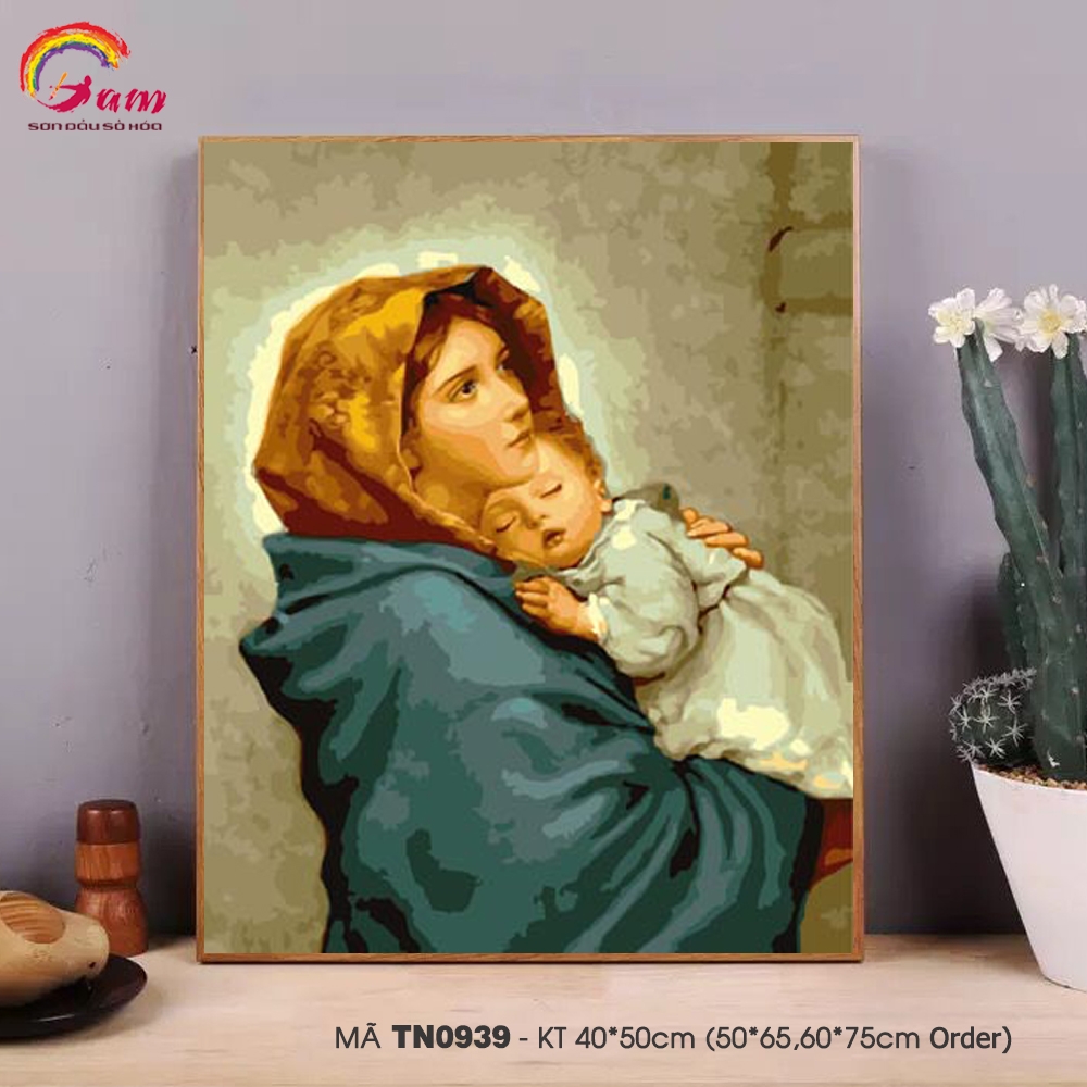 Tranh tô màu theo số công giáo Đức mẹ Maria TN0939