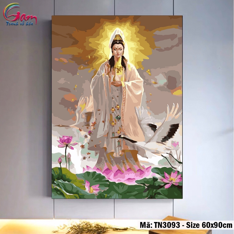 Tranh tô màu số hóa Tổng hợp các mẫu Phật đẹp. Size 40x50cm căng sẵn khung, size 60x90cm KHÔNG KHUNG