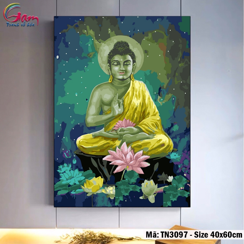 Tranh tô màu số hóa Tổng hợp các mẫu Phật đẹp. Size 40x50cm căng sẵn khung, size 60x90cm KHÔNG KHUNG