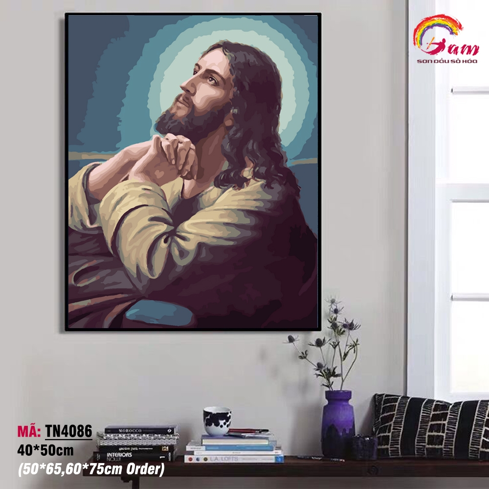 Tranh sơn dầu số hóa tự tô màu Gam TN4086 khổ lớn 50x65cm căng sẵn (Hàng đặt trước)