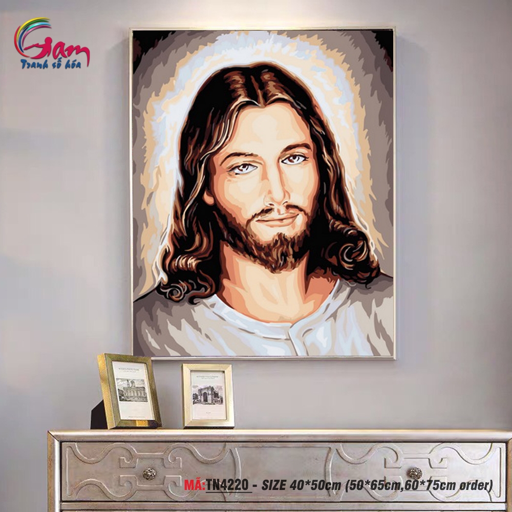 Tranh tô màu theo số Gam công giáo Chân dung Chúa Giêsu TN4220