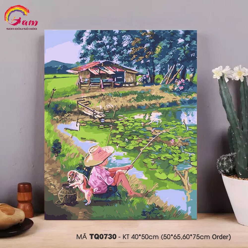 Tranh tự vẽ tự tô màu theo số Gam phong cảnh mùa thu lá vàng PC0017B - TQ0385 - PC0870