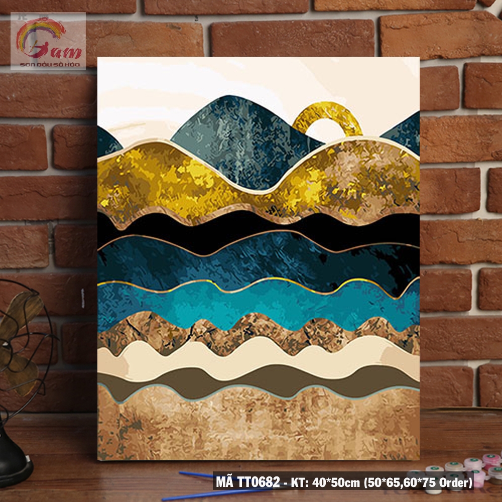 Tranh sơn dầu số hoá tự tô màu DIY trang trí - Mã TT0682 Tranh trừu tượng hiện đại đơn giản