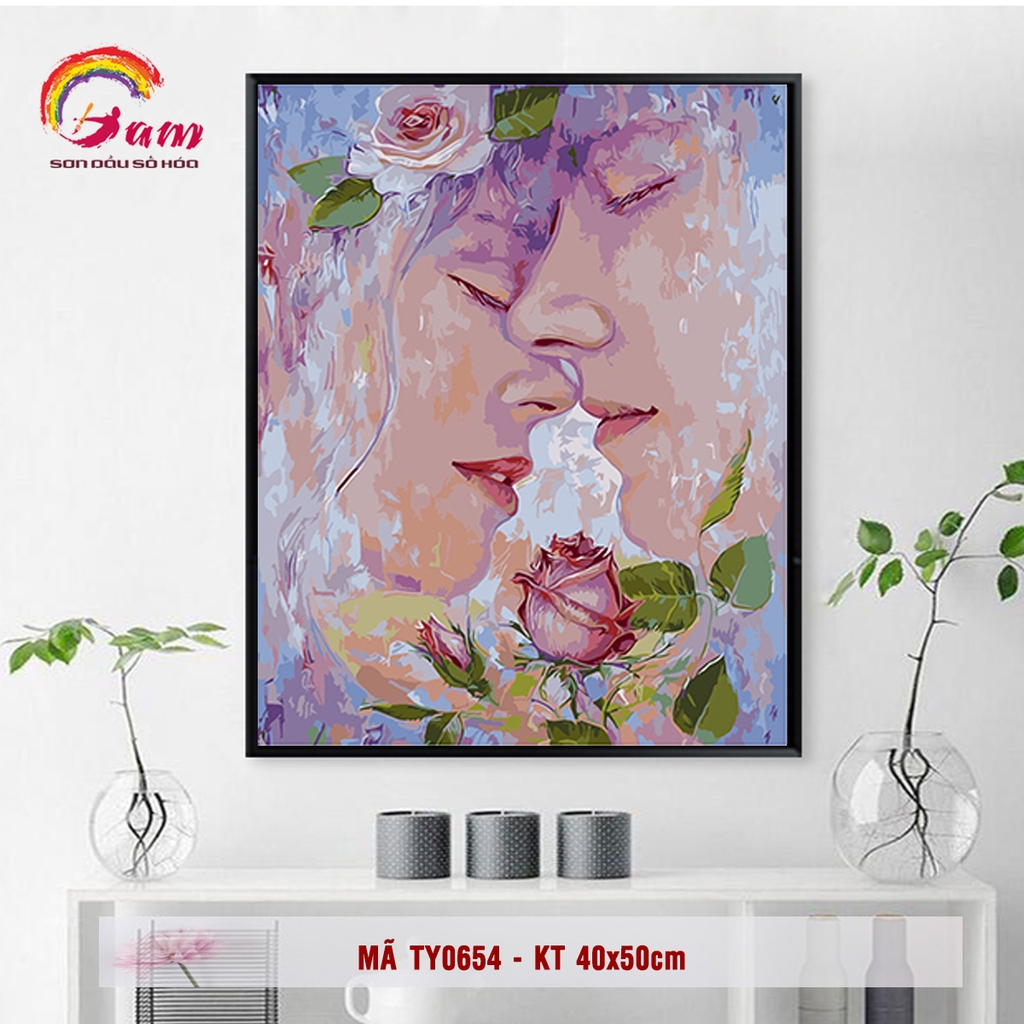 Tranh số hóa tự tô màu DIY về tình yêu - Mã TY0654