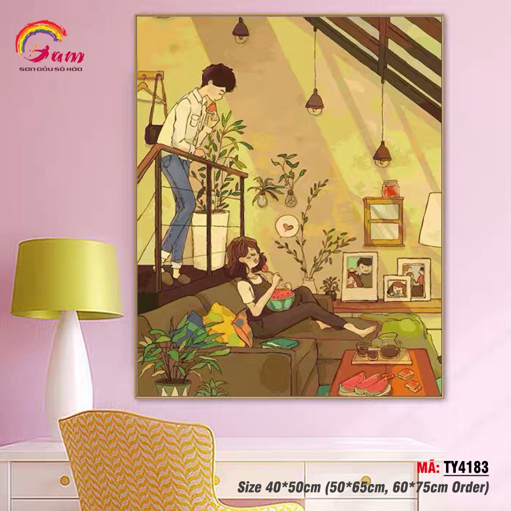 Tranh tô màu theo số Gam tình yêu tuổi trẻ TY4183