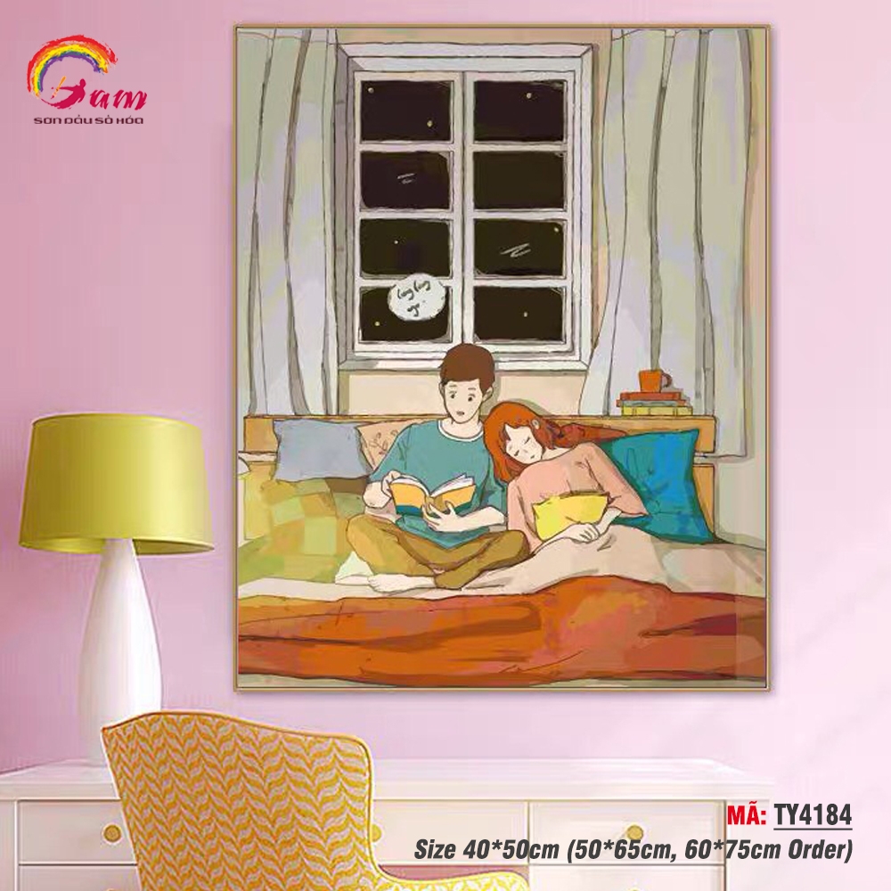 Tranh tô màu theo số Gam tình yêu giản đơn TY4184