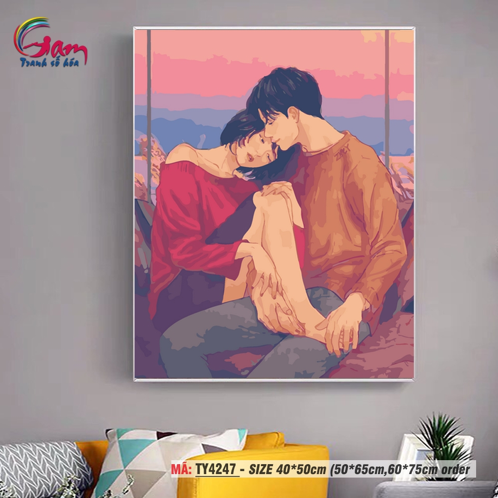 Tranh tô màu theo số Gam tình yêu đôi lứa TY4247