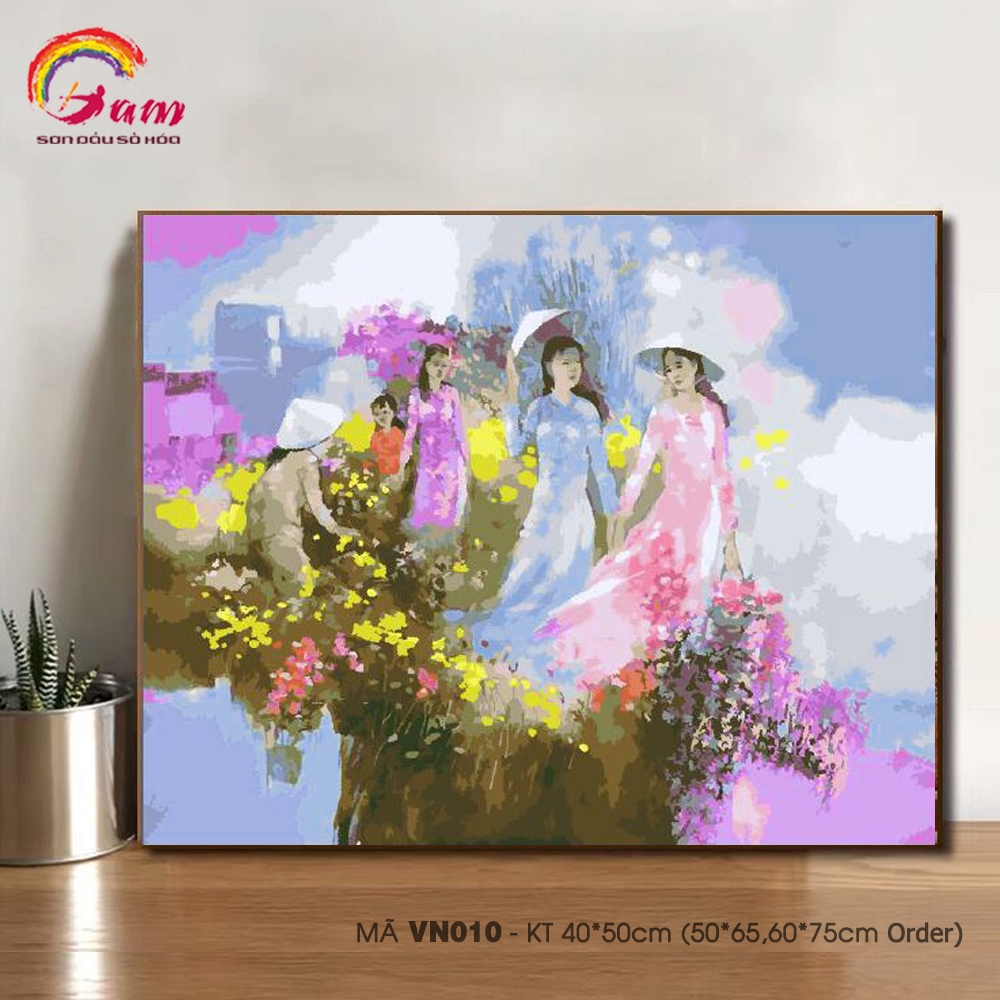 Tranh tô màu theo số Gam VN007 40x50cm căng sẵn khung - VN010