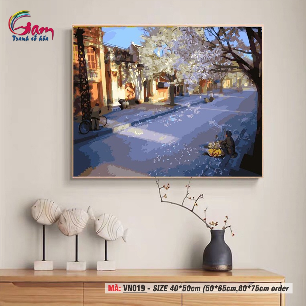 Tranh tô màu theo số Gam VN019 khổ lớn 60x75cm căng sẵn (Hàng đặt trước)