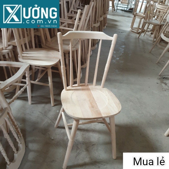 Phôi ghế gỗ cao su chân tiện trúc
