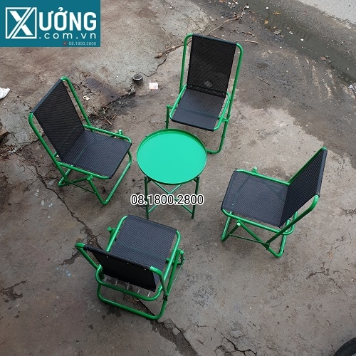 Ghế xếp mặt lưới khung sắt màu sơn tĩnh điện - Lưng thấp