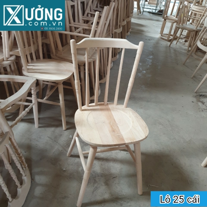 Phôi ghế gỗ cao su chân tiện trúc