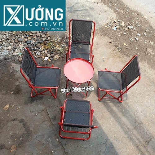 Ghế xếp mặt lưới khung sắt màu sơn tĩnh điện - Lưng thấp