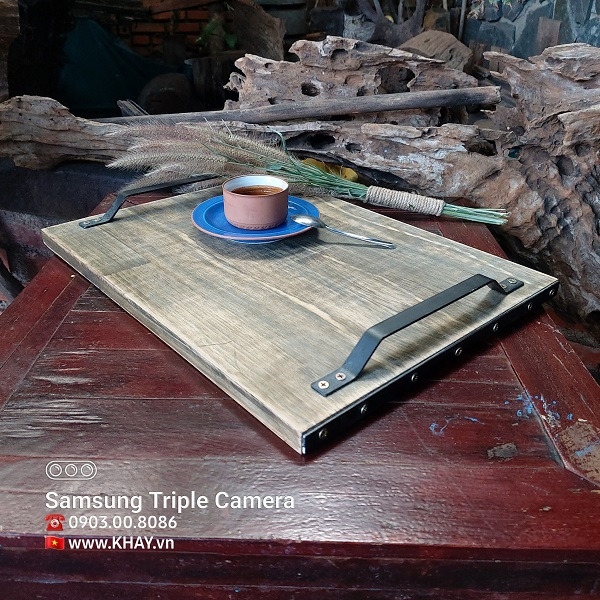 Khay gỗ nâu đen