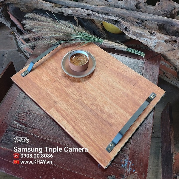 Khay gỗ nâu đỏ