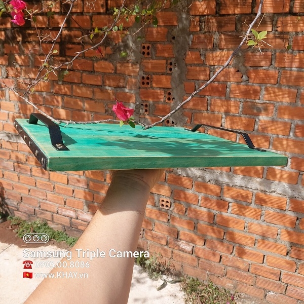 Khay gỗ xanh lá